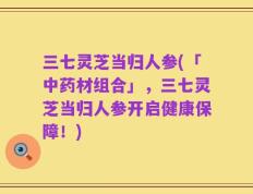 三七灵芝当归人参(「中药材组合」，三七灵芝当归人参开启健康保障！)