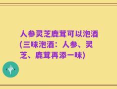 人参灵芝鹿茸可以泡酒(三味泡酒：人参、灵芝、鹿茸再添一味)