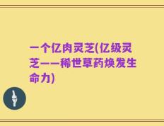 一个亿肉灵芝(亿级灵芝——稀世草药焕发生命力)