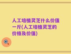 人工培植灵芝什么价值一斤(人工培植灵芝的价格及价值)