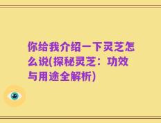 你给我介绍一下灵芝怎么说(探秘灵芝：功效与用途全解析)