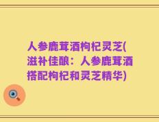 人参鹿茸酒枸杞灵芝(滋补佳酿：人参鹿茸酒搭配枸杞和灵芝精华)
