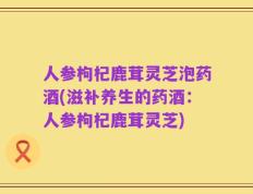 人参枸杞鹿茸灵芝泡药酒(滋补养生的药酒：人参枸杞鹿茸灵芝)