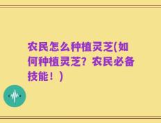 农民怎么种植灵芝(如何种植灵芝？农民必备技能！)