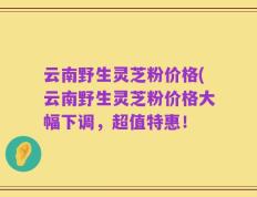 云南野生灵芝粉价格(云南野生灵芝粉价格大幅下调，超值特惠！