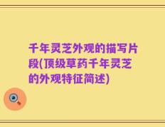 千年灵芝外观的描写片段(顶级草药千年灵芝的外观特征简述)