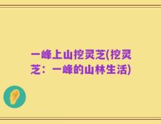 一峰上山挖灵芝(挖灵芝：一峰的山林生活)