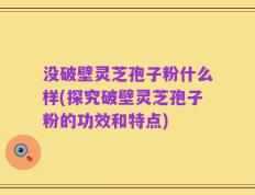 没破壁灵芝孢子粉什么样(探究破壁灵芝孢子粉的功效和特点)