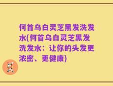 何首乌白灵芝黑发洗发水(何首乌白灵芝黑发洗发水：让你的头发更浓密、更健康)