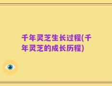 千年灵芝生长过程(千年灵芝的成长历程)