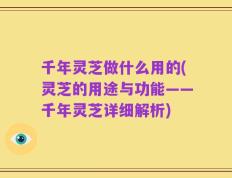 千年灵芝做什么用的(灵芝的用途与功能——千年灵芝详细解析)