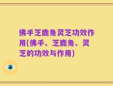 佛手芝鹿角灵芝功效作用(佛手、芝鹿角、灵芝的功效与作用)