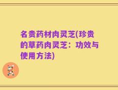 名贵药材肉灵芝(珍贵的草药肉灵芝：功效与使用方法)