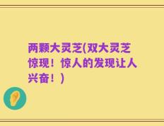 两颗大灵芝(双大灵芝惊现！惊人的发现让人兴奋！)