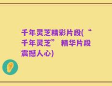 千年灵芝精彩片段(“千年灵芝” 精华片段震撼人心)