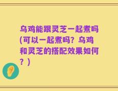 乌鸡能跟灵芝一起煮吗(可以一起煮吗？乌鸡和灵芝的搭配效果如何？)