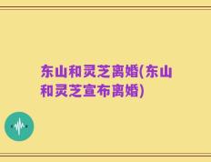 东山和灵芝离婚(东山和灵芝宣布离婚)