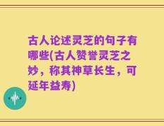 古人论述灵芝的句子有哪些(古人赞誉灵芝之妙，称其神草长生，可延年益寿)