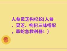 人参灵芝枸杞蛇(人参、灵芝、枸杞三味搭配，草蛇急救利器！)