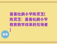 嘉善杜鹃小学陈灵芝(陈灵芝：嘉善杜鹃小学教育教学改革的引领者)