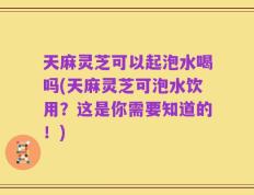 天麻灵芝可以起泡水喝吗(天麻灵芝可泡水饮用？这是你需要知道的！)