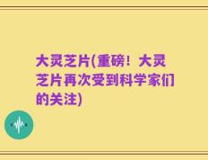 大灵芝片(重磅！大灵芝片再次受到科学家们的关注)