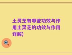 土灵芝有哪些功效与作用土灵芝的功效与作用详解)