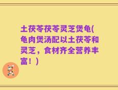土茯苓茯苓灵芝煲龟(龟肉煲汤配以土茯苓和灵芝，食材齐全营养丰富！)