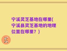 宁溪灵芝基地在哪里(宁溪县灵芝基地的地理位置在哪里？)