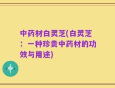 中药材白灵芝(白灵芝：一种珍贵中药材的功效与用途)