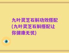 九叶灵芝石斛功效搭配(九叶灵芝石斛搭配让你健康无忧)
