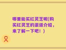 哪里能买红灵芝呢(购买红灵芝的渠道介绍，来了解一下吧！)