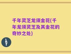 千年灵芝龙须金花(千年龙须灵芝及其金花的奇妙之处)