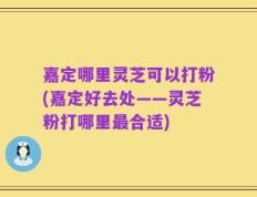 嘉定哪里灵芝可以打粉(嘉定好去处——灵芝粉打哪里最合适)