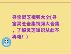 寻宝灵芝视频大全(寻宝灵芝全集视频大合集，了解灵芝知识从此不再难！)