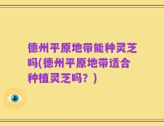 德州平原地带能种灵芝吗(德州平原地带适合种植灵芝吗？)