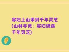 寡妇上山采到千年灵芝(山林寻灵：寡妇偶遇千年灵芝)