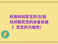 好用的切灵芝药刀(轻松切割灵芝的必备良器 – 灵芝药刀推荐)