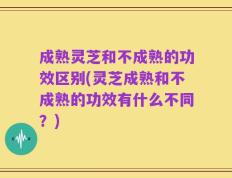 成熟灵芝和不成熟的功效区别(灵芝成熟和不成熟的功效有什么不同？)