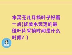 木灵芝几月摘叶子好看一点(优美木灵芝的最佳叶片采摘时间是什么时候？)