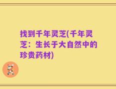 找到千年灵芝(千年灵芝：生长于大自然中的珍贵药材)