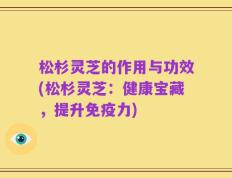 松杉灵芝的作用与功效(松杉灵芝：健康宝藏，提升免疫力)