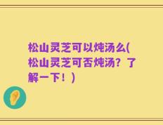 松山灵芝可以炖汤么(松山灵芝可否炖汤？了解一下！)