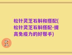 松针灵芝石斛和搭配(松针灵芝石斛搭配-提高免疫力的好帮手)