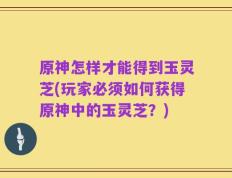 原神怎样才能得到玉灵芝(玩家必须如何获得原神中的玉灵芝？)