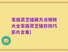 家庭灵芝储藏方法视频大全家庭灵芝储存技巧影片合集)