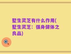 墅生灵芝有什么作用(墅生灵芝：强身健体之良品)