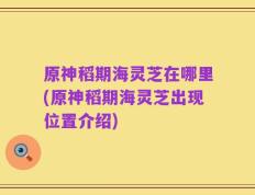 原神稻期海灵芝在哪里(原神稻期海灵芝出现位置介绍)