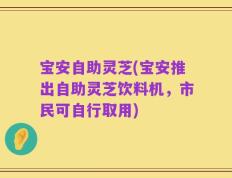 宝安自助灵芝(宝安推出自助灵芝饮料机，市民可自行取用)