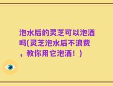 泡水后的灵芝可以泡酒吗(灵芝泡水后不浪费，教你用它泡酒！)